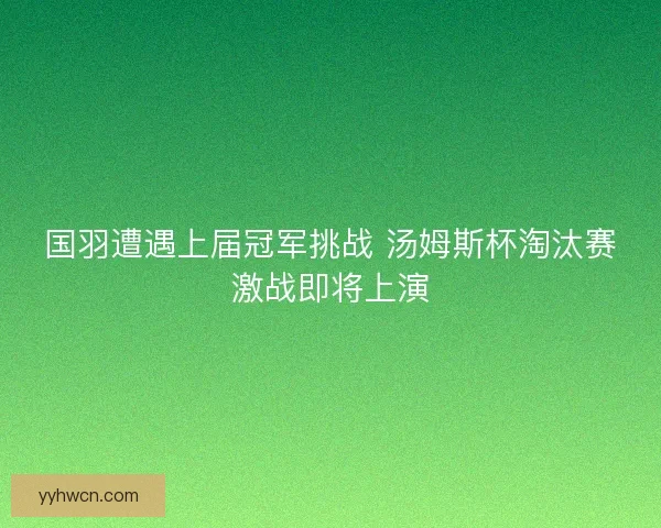 国羽遭遇上届冠军挑战 汤姆斯杯淘汰赛激战即将上演